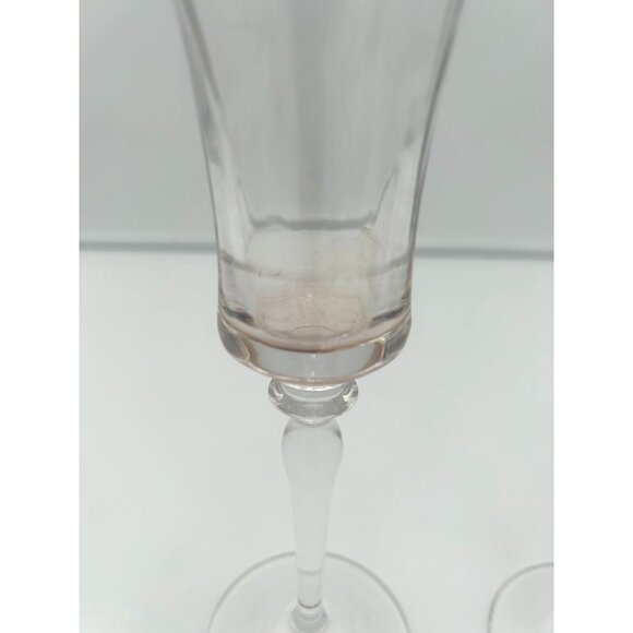 Vintage Gold Rim Crystal Champagne Flutes Set Of 2 Elegant Glasses - Picture 4 of 4